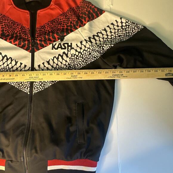 Kash Men's Large Zip Up Track, Jacket, red, black, white, Athletic Designer - Picture 8 of 11